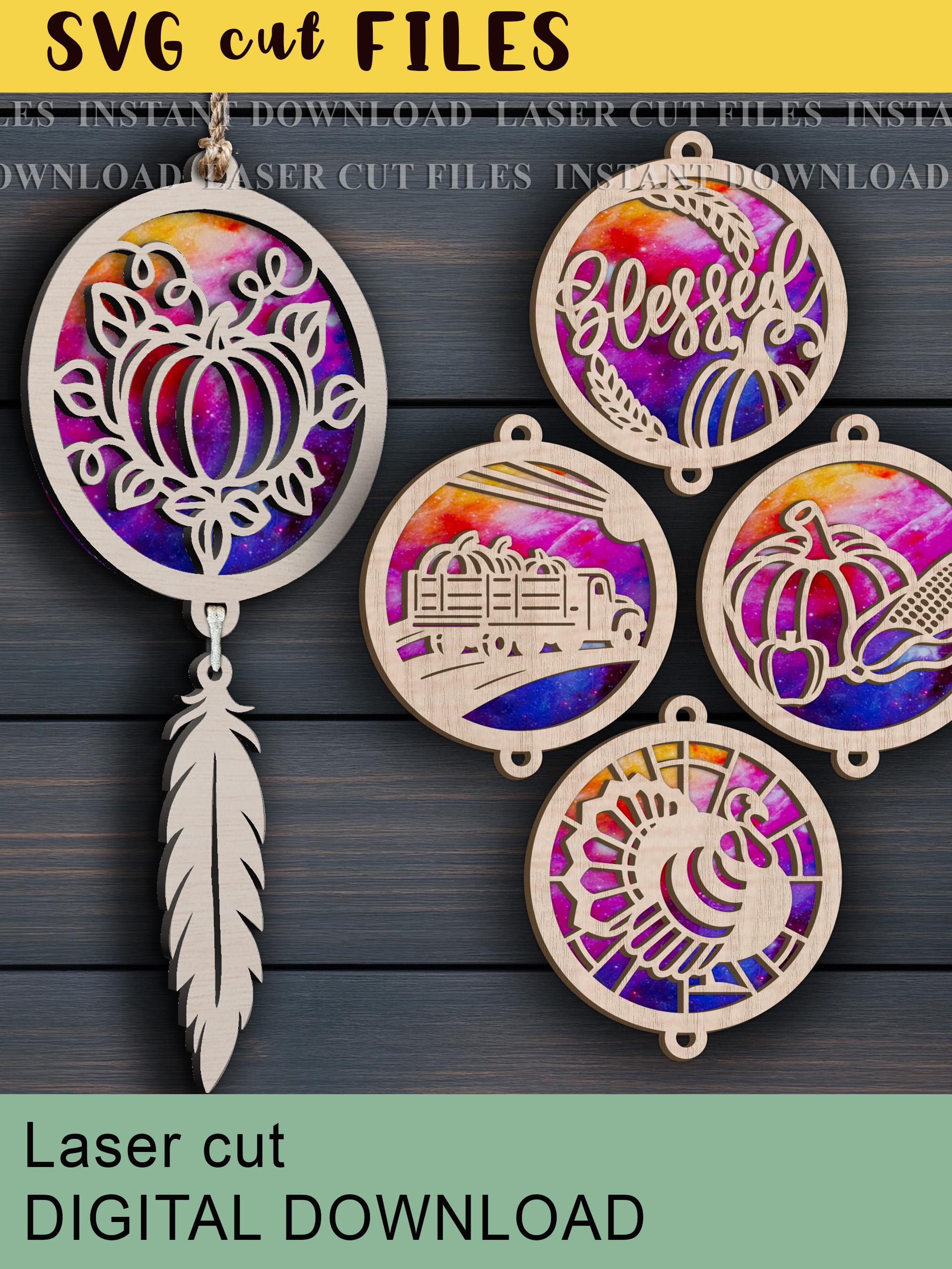 Pumpkin Suncatcher SVG Bundle Fall Thanksgiving Laser Cut Template