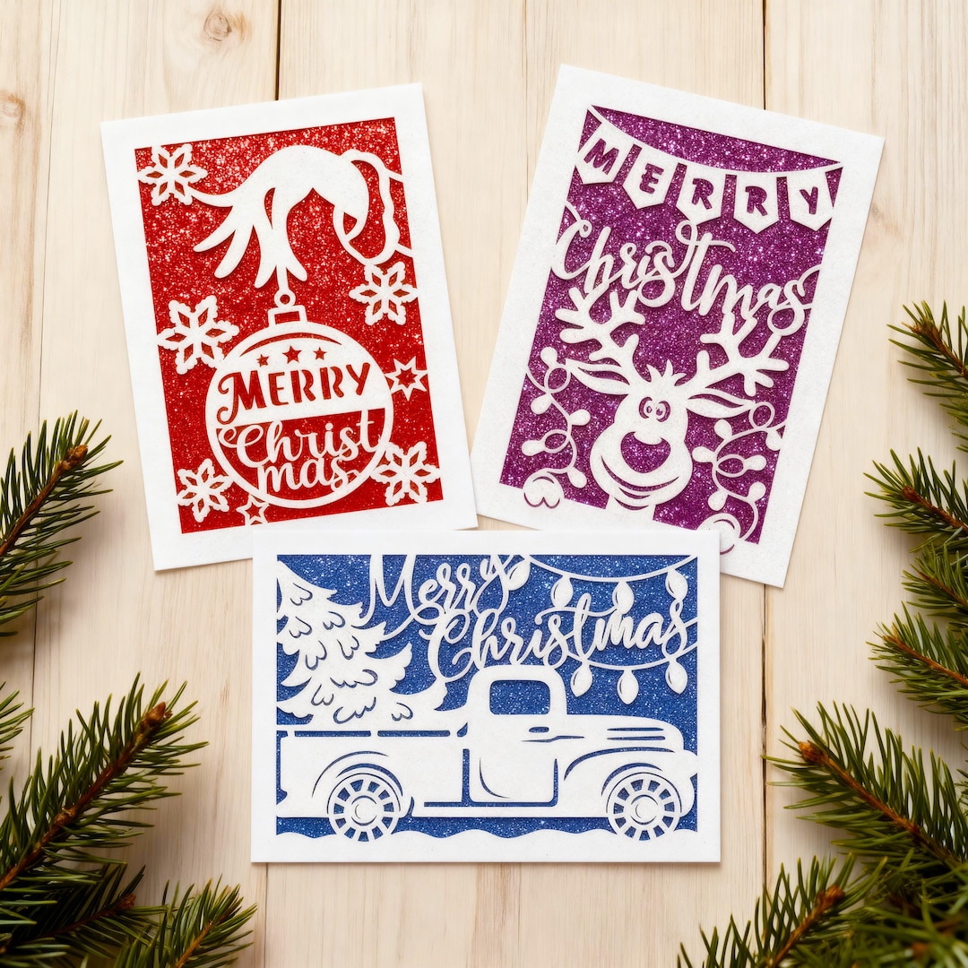 Christmas Card SVG Bundle Papercut: Cricut & Silhouette, Laser Cut ...