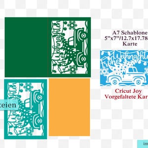 Weihnachtskarte svg Weihnachtskarten mit truck LKW-Motiv: für Cricut, ScanNcut, Silhouette studio, laser cut (digitaler Download) image 3