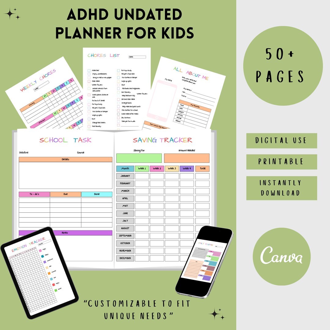 ADHD Planner for Kids: Daily Routine & Chore Chart (digital Use ...