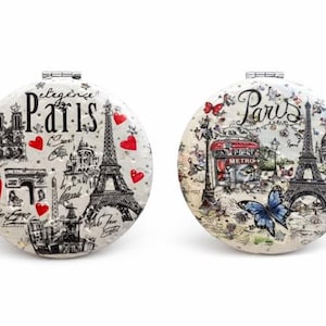 Set of 2 Macaron Compact Mirrors – Cute Kawaii Pocket Makeup Mirrors – Girly Bag Accessories – Gift for Her