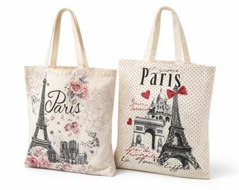Paris Tote Bag – Eiffel Tower Bag – Romantic Paris Gift – Souvenir from Paris – Shopping Tote – Cute Printed Bag – Gift for Women