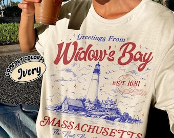 Greetings From Widow’s Bay Comfort Colors® Shirt, Halloween Horror Fandom Tee, Coastal Mystery TV Fan Gift, New England Gifts