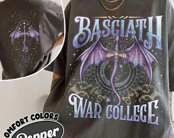 Fourth Wing Dragon Shirt Comfort Colors, Dragon Rider Onyx Storm, Tairn & Andarna 2 Sides TShirt, Basgiath War College Tee, Gift for Reader