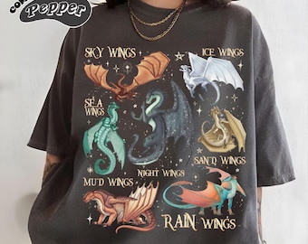 Wings of Fire Dragons Comfort Color Shirt, Queen of Pyrrhia Graphic Tee, NightWings SeaWings IceWings Shirt, Dragon Lover Gift