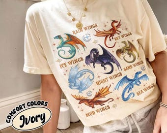 Wings Of Fire Dragons Comfort Colors Shirt, Queen Of Pyrrhia Tshirt, Vintage Dragon Lover Tee, Nightwings Seawings Icewings Shirt