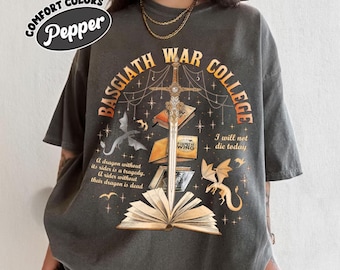 Basgiath War College Comfort Color Shirt Fourth Wing Books T Shirt Dragon Rider Bookish Tee Fantasy Reader Book Merch Gift