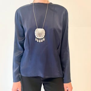 Navy vintage Jones New York silk blouse