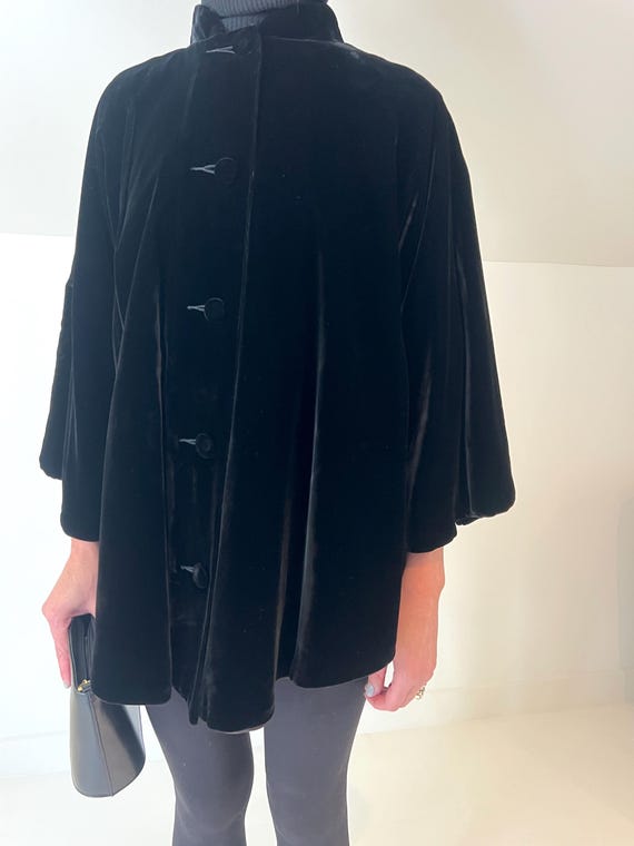 Black velvet vintage cape poncho