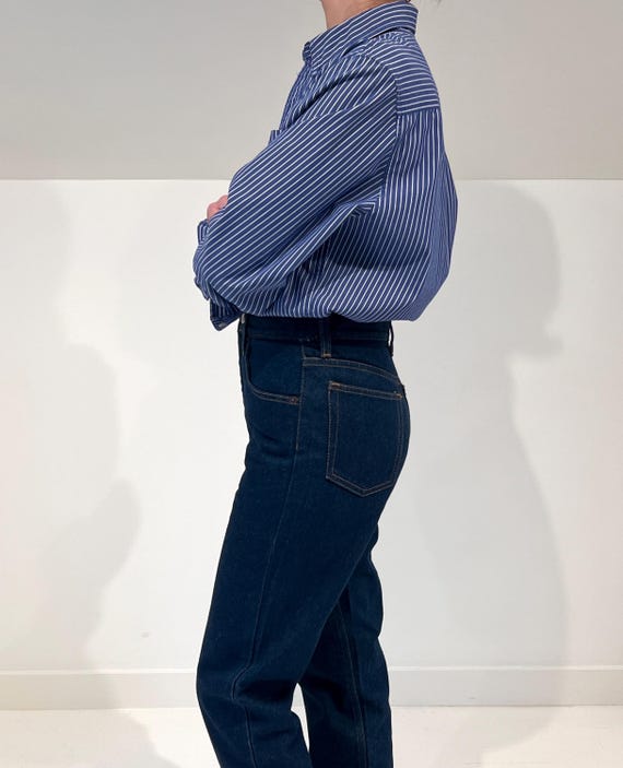 Cornflower blue striped button down with embroide… - image 3