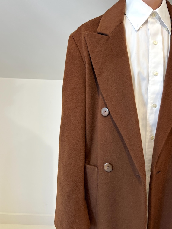 Chestnut brown wool double breasted overcoat - image 2