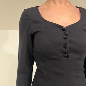 Zwarte vintage cocktailjurk met lange mouwen Laura Ashley