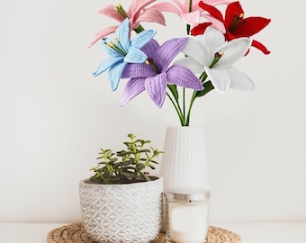 Handmade crochet lily flowers