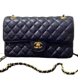 Chanel Classic Double Flap Bag Black - Gold Hardware, Caviar Leather AUTHENTIC