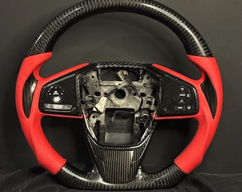 Volante deportivo de fibra de carbono compatible con Honda Civic de 10.ª generación (2016-2020)