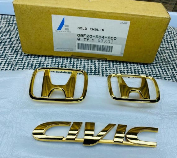 JDM ORIGINAL HONDA Civic Ek 1996-2000 Gold Emblem Set *rare Item