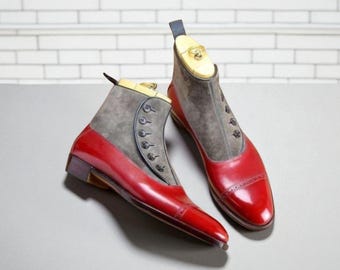 Handmade Two-Tone Suede & Leather Cap Toe Boots - NewBally Designs