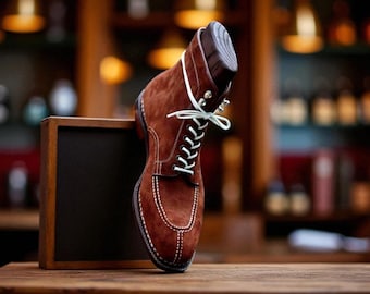 Handmade Brown Suede Ankle Boots: Men's Formal Dress Boot