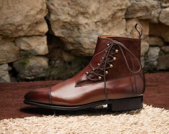 Two-Tone Suede & Leather Cap Toe Ankle Boots - NewBally Designs