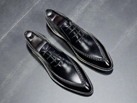NewBally Designs For Men's Handmade Black Leather Lace up Oxford Formal Shoes