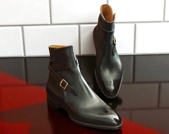 Botas Jodhpur de cuero negro hechas a mano - NewBally Designs