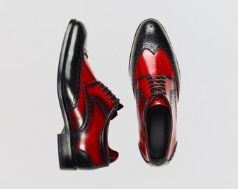 Two-Tone Leather Derby Brogue Shoes - NewBally Designs