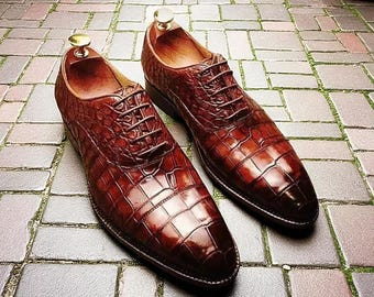 Handmade Croc Leather Oxford Shoes - NewBally Designs