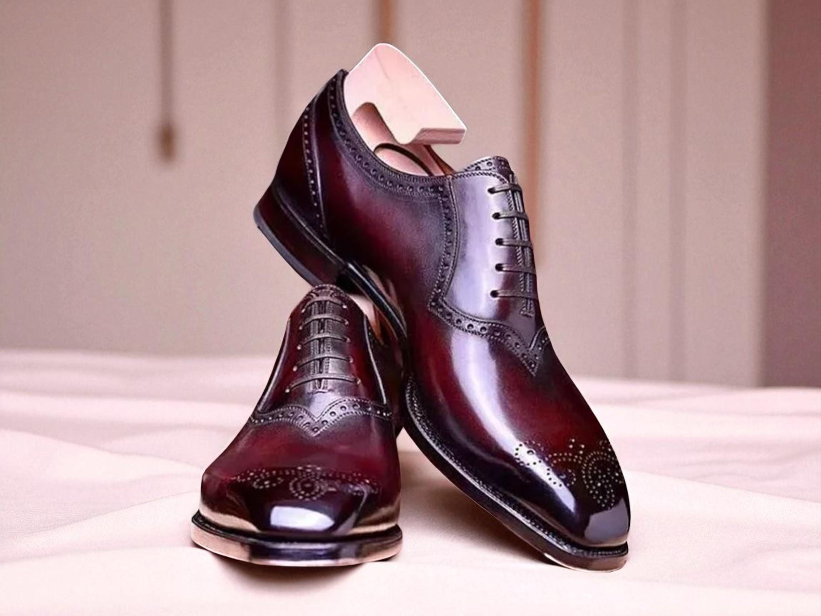 WONDERS Maroon / Cranberry Suede Oxford  Shoes Size 40 EUC Nicholas - Cherry Calf / Burgundy Suede | Mens Oxford Brogue  main image 4