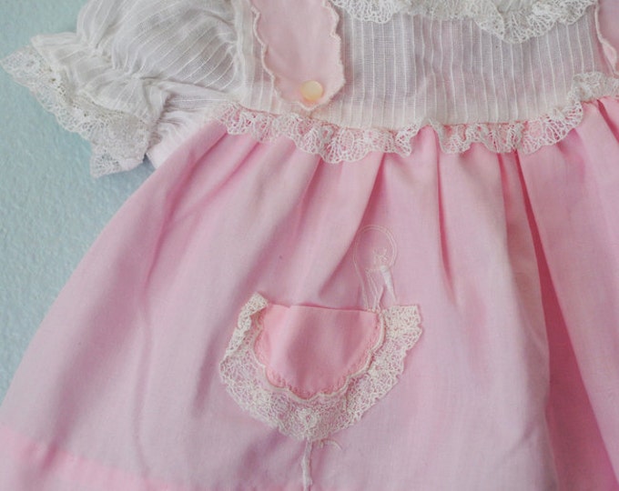 Vintage Newborn Baby Girl Pink Stork Dress Etsy