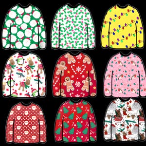Christmas Sweaters DIGITAL Images and STL FILES - 15 Images