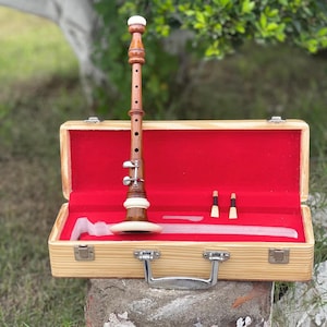 Handmade Rosewood Bombard Chanter Wooden Folk Flute Instrument with 2 Reeds & Hard Case | Tuneable Celtic Pipers Chanter