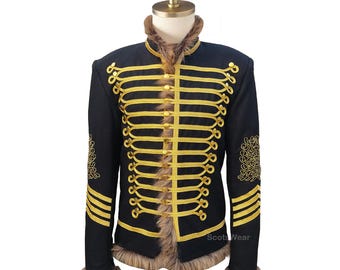Veste militaire de hussard napoléonien – Tunique en laine vintage du XIXe siècle | Pelisse style Jimi Hendrix disponible en 16 couleurs de laine