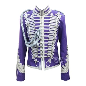 Military Jacket Napoleonic Hussars Tunic Jacket Jimmy Hendrix Jacket Wedding Silver Braided Wool Jacket