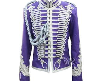 Militär Jacke Napoleonische Husaren Tunika Jacke Jimi Hendrix Jacke Hochzeit Silber Geflochtene Wolljacke