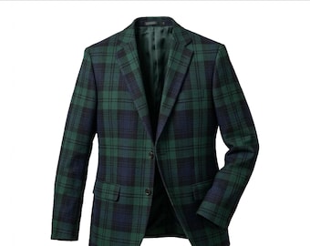 Veste blazer écossaise pour homme : Manteau en laine acrylique à carreaux des Highlands | Tailles 34" à 54"