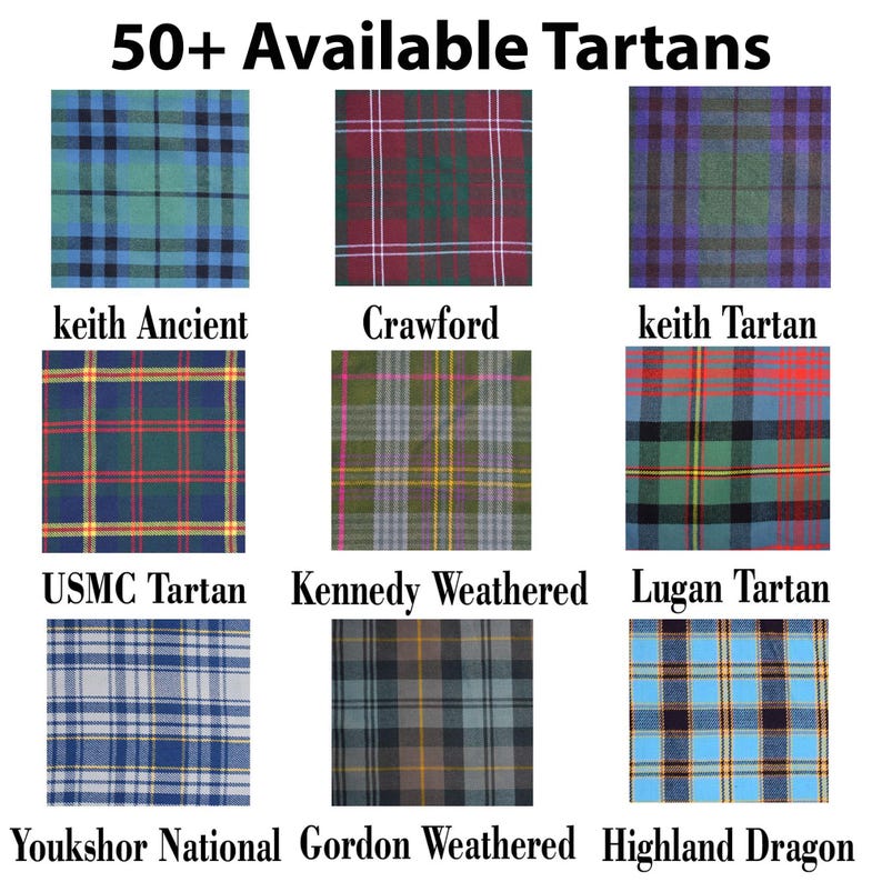 Custom 13oz Scottish Tartan Fabric by the Yard | 54" Wide | 50+ Clan ...