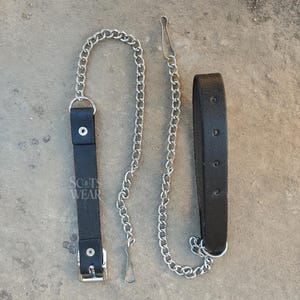 Grey Tweed & Black Leather Kilt Sporran Straps