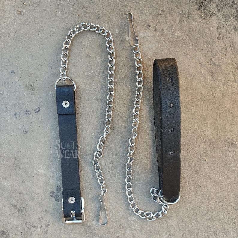Grey Tweed & Black Leather Kilt Sporran Straps