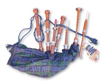 New Handmade Scottish Highland Bagpipe Brown Rosewood with Silver Mounts Traditional Design Includes Accessories 50+ Tartan Options