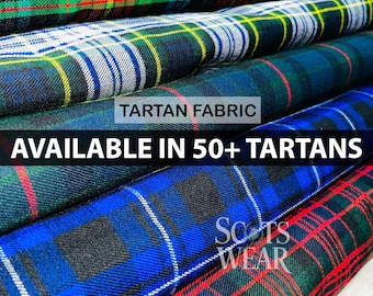 Custom 13oz Scottish Tartan Fabric by the Yard | 54&quot; Wide | 50+ Clan Plaids Available