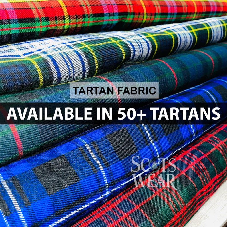Custom 13oz Scottish Tartan Fabric by the Yard | 54" Wide | 50+ Clan ...