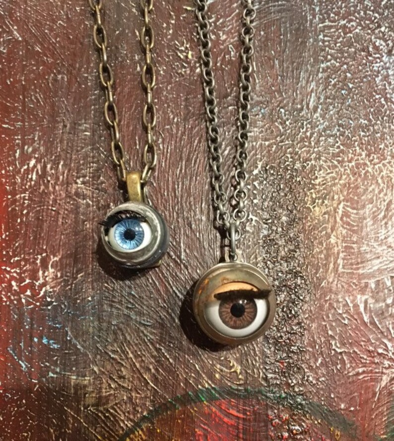 Doll Eyeball Necklace vintage blinking handmade Eye jewelry Etsy