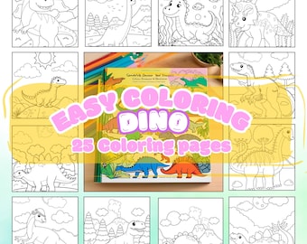 Dibujos de dinosaurios para colorear para niños / Hojas de actividades de dinosaurios (Descarga digital)