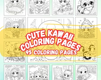 Kawaii Coloring Book for Kids, 95 Easy & Cute Pages |Coloring pages for Kids | Activity book for Kids | Cute Coloring Pages | Coloring Sheet