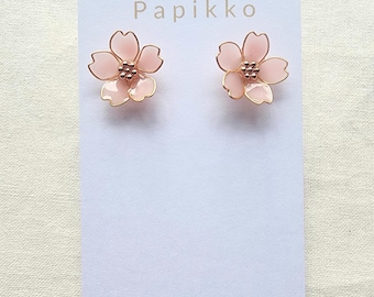 Pendientes de flores de cerezo rosas
