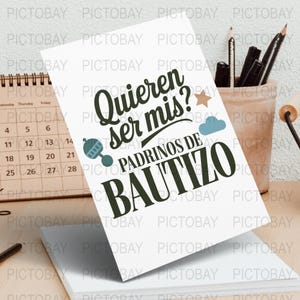 Quieren Ser Mis Padrinos De Bautizo SVG | Digital Download | Godparents Proposal Template | Baptism Godparent Request | Instant Download