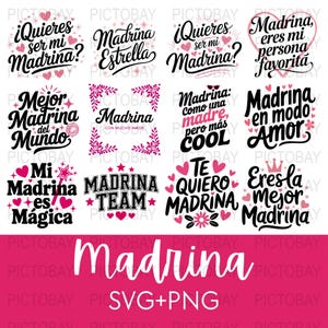 Cadeau de proposition de Madrina SVG PNG | Proposition numérique Madrina | Cadeau marraine SVG | Invitation Madrina à imprimer | Quieres Ser Mi Madrina