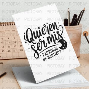 Quieren Ser Mis Padrinos De Bautizo SVG | Digital Download | Godparents Proposal Template | Baptism Godparent Request | Instant Download