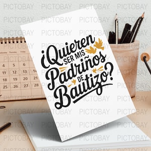 Quieren Ser Mis Padrinos De Bautizo SVG | Digital Download | Godparents Proposal Template | Baptism Godparent Request | Instant Download