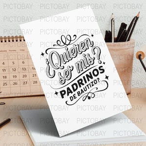 Quieren Ser Mis Padrinos De Bautizo SVG | Digital Download | Godparents Proposal Template | Baptism Godparent Request | Instant Download